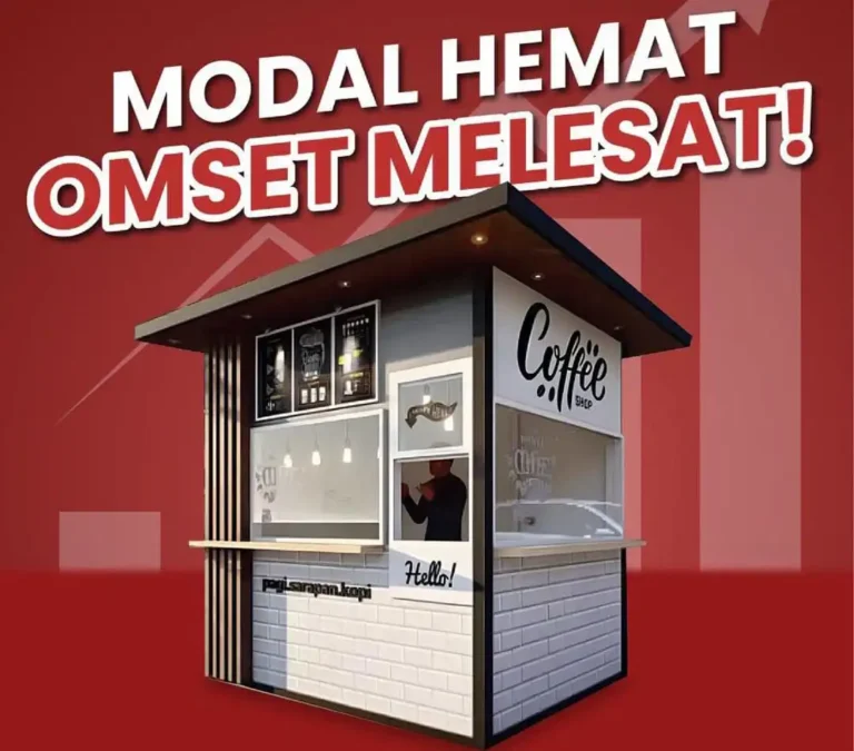 contoh booth kopi dengan desain minimalis by Grobong
