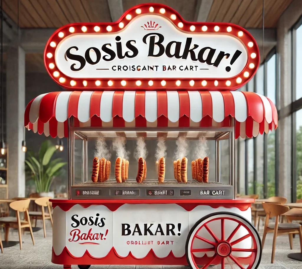 etalase pada booth sosis bakar